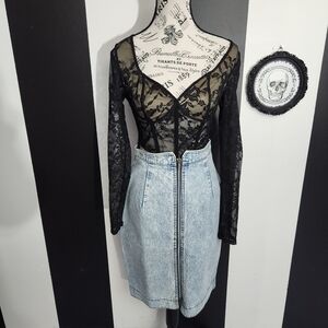 80's Pulse Light Blue Pencil Skirt